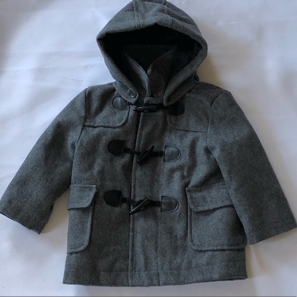 Koala Kids gray coat with removable hood snap button and toggle closure size 18M - Picture 2 of 5